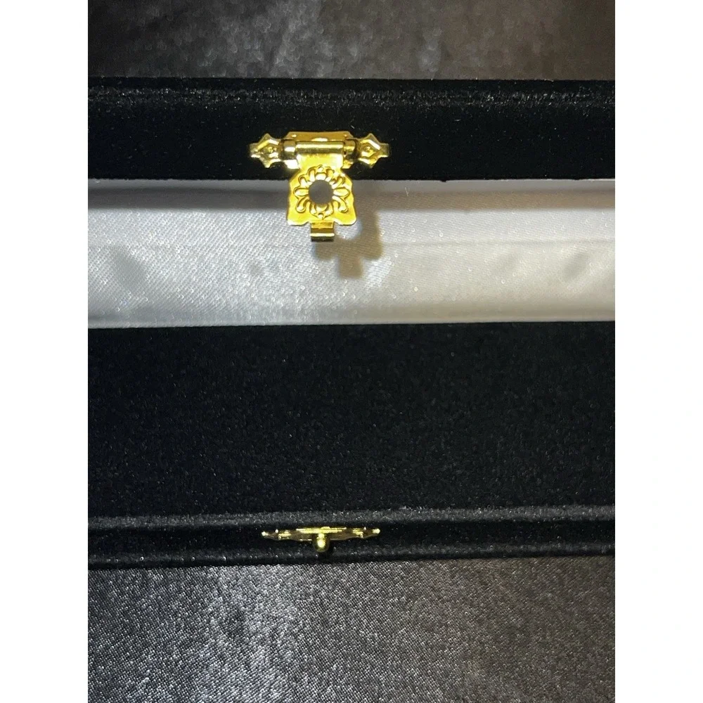 Brand New Black Velvet Bracelet Box – Gold Trim